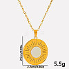 Stylish 304 Stainless Steel Pave Natural White Shell Flat Round Pendant Necklaces QJ3368-4-1