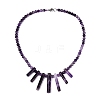 Natural Amethyst Round Beaded Fan Bib Necklaces NJEW-N064-04F-1