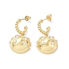 ABS Plastic Imitation Pearl Beaded Ring with Half Round Dangle Stud Earrings EJEW-F296-03G-1