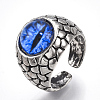 Alloy Glass Cuff Finger Rings RJEW-T006-04A-1