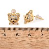 Bear Brass Micro Pave Clear Cubic Zirconia Stud Earrings EJEW-B131-05G-5