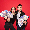 1Pc Bamboo with Oxford Fabric Glitter Powder Folding Fans AJEW-SP0003-77D-6