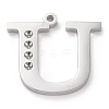 Tarnish Resistant 304 Stainless Steel Letter Pendant Rhinestone Settings STAS-J028-01U-1