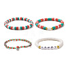 4Pcs 4 Style Polymer Clay Heishi Surfer Stretch Bracelets Set X1-BJEW-TA00261-4
