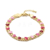 Heart Brass Enamel Link Chain Bracelets for Women BJEW-B125-04G-4