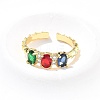 Oval Brass Micro Pave Cubic Zirconia Cuff Bangles & Rings Sets for Women SJEW-R002-06G-07-2