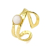 Ion Plating(IP) Round Natural White Jade Finger Rings RJEW-H233-01G-01-2