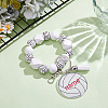 1Pc Printed Acrylic & Faux Suede Tassel Pendant & Wood Bead Keychains HJEW-SP0001-86C-4