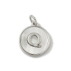 Brass Pave Natural Shell Flat Round with Letter Charms KK-Z115-13P-Q-1
