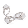 Natural Quartz Crystal Round Adjustable Rings RJEW-K271-04P-07-1