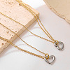Duo Tone 304 Stainless Steel Heart Pendant Necklaces for Women FS-WGDA821-01-3