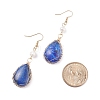Natural Lapis Lazuli Teardrop Dangle Earrings with Natural Pearl EJEW-JE04850-03-4