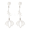 304 Stainless Steel Flower Long Dangle Stud Earrings for Women EJEW-JE05006-4