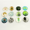 Feather Pattern Flatback Half Round Glass Dome Cabochons X-GGLA-R026-12mm-26-1