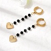 Heart 304 Stainless Steel Glass Hoop Earrings EJEW-G453-13G-2