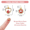 8Pcs 4 Styles Evil Eye Brass Micro Pave Clear Cubic Zirconia Charms KK-DC0002-64-2