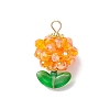 Flower Glass Pendants PALLOY-MZ00805-04-1