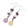 Natural Gemstone & Alloy Enamel & Iron Dangle Earrings for Women EJEW-JE07405-5