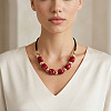 Resin Cube & Round CCB Plastic Beaded Necklaces with Leather Cords for Women WG0341F-01-2