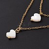 Synthetic Shell Heart Pendant Double Layer Necklaces and Dangle Stud Earrings SJEW-F217-03B-G-7