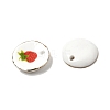 Strawberry Print Round Porcelain Pendants with Gold Trim PORC-P036-01A-2