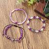 Natural Amethyst with Cat Eye Stone Bracelet Set for Women PW-WG80770-01-1