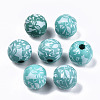 Printed Natural Wooden Beads WOOD-R270-11C-1