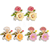 ANATTASOUL 3 Pairs 3 Colors Enamel Flower with Mushroom Stud Earrings with Crystal Rhinestone EJEW-AN0003-07-1