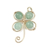 Copper Wire Wrapped Natural Green Aventurine Shamrock Pendants PALLOY-JF02945-02-1