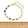 Cube Natural Tourmaline Beads Link Bracelets BJEW-JB13903-01-4