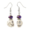 Synthetic Magnesite with Glass Beaded Dangle Earrings EJEW-JE05054-02-2