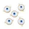 Brass Synthetic Opal Evil Eye Connector Charms G-P579-01A-G-1