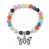 3Pcs 3 Styles 8mm Round Mixed Gemstone Beaded Stretch Bracelet Sets BJEW-JB10830-3