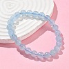 Natural Aquamarine Round Bead Stretch Bracelets for Men Women BJEW-U034-01C-01-3