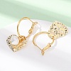 Heart Brass & Natural Pearl Hoop Earrings EJEW-Z159-03G-2