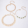 Alloy Green Enamel Flower Tassel 3 Layer Anklets for Women FS-WG5D6F4-01-1