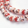 Handmade Flower Printed Porcelain Ceramic Beads Strands PORC-J006-A07-3