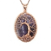 Natural Amethyst Brass Wire Wrapped Pendants PW-WG90230-01-1