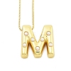 Brass & Plastic Pearl Letter Pandent Box Chain Necklaces for Women NJEW-U017-01G-13-1