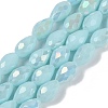 Opaque Solid Color Electroplate Glass Beads Strands LS-EGLA-N013-P6mm-B11-1