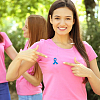 100Pcs 3 Styles Breast Cancer Awareness Pink Ribbon Enamel Pin JEWB-FH0002-53B-5