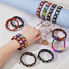 FIBLOOM 12Pcs 4 Colors Religion Pattern Tile Bracelets Set BJEW-FI0001-38-3