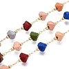Handmade Brass & Glass Beaded Link Chains CHC-Q021-01G-1