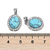 Synthetic Turquoise(Dyed) Oval Pendants KK-U043-47P-F-3