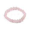 Natural Rose Quartz Bead Stretch Bracelets X-BJEW-K212-B-045-4
