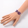 Gemstone Chip Bead Cuff Bracelets BJEW-JB01607-02-4