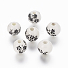 Floral Printed Porcelain Beads X-PORC-Q201-10mm-5-1