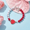 Alloy Enamel Heart Link Bracelet BJEW-JB09999-02-2