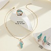 Leaf Resin Pendant Necklaces & Stud Earrings & Cuff Rings Sets for Women FS-WG0A225-01-3