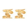 Flower with C-Shaped 304 Stainless Steel Stud Earrings for Women EJEW-A131-01C-G-4